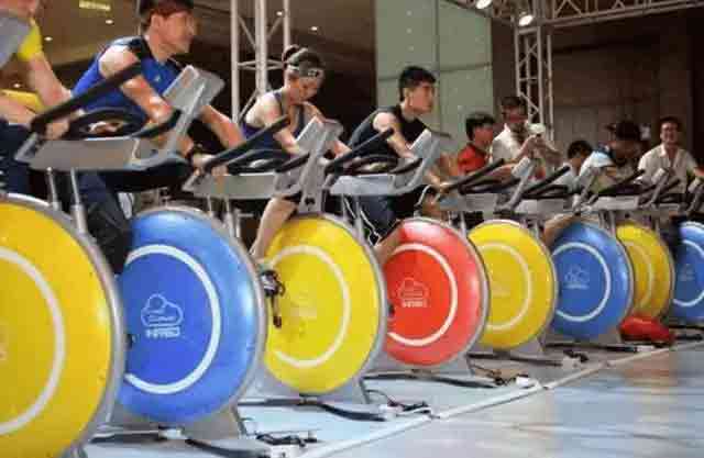 exercise with spinning bike